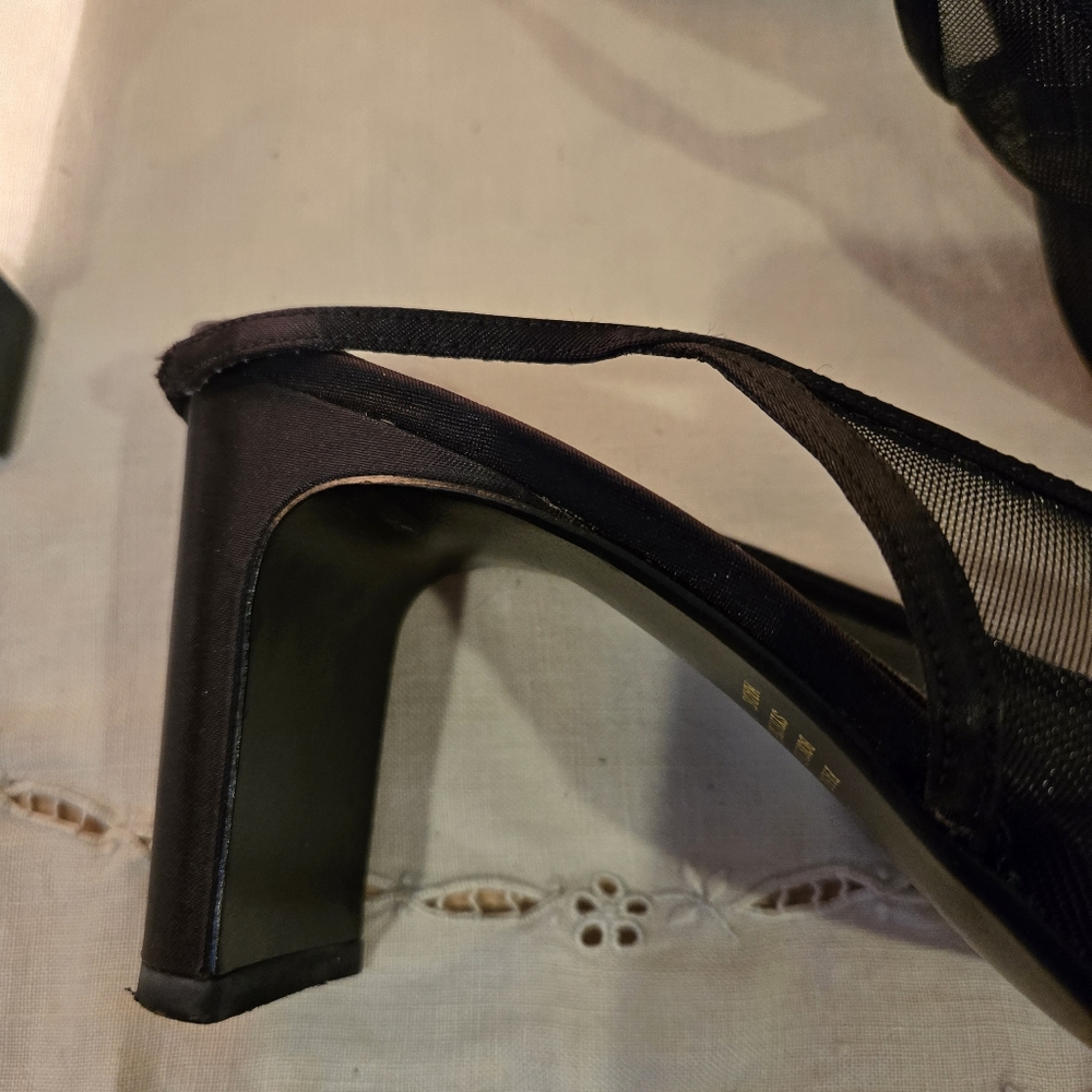 Chic Black Mesh Women's Heels with Bow Detail, Size 9.5 - Picture 13 of 13